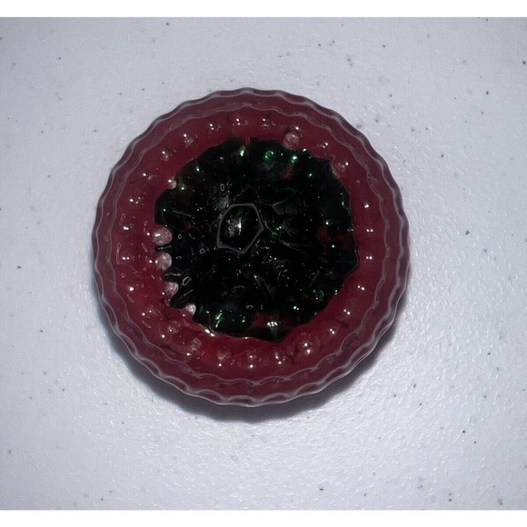 1990 Joe Rice Art Glass Strawberry Red‎ Green Leaves Figurine Paperweight 3.75” - Picture 3 of 7